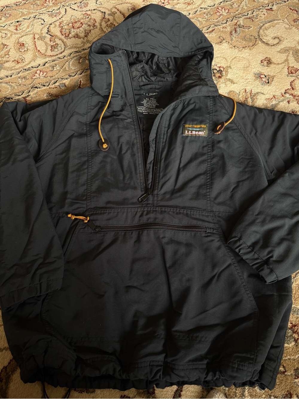 L.L. Bean Womans Black Hooded Anorak Jacket XS